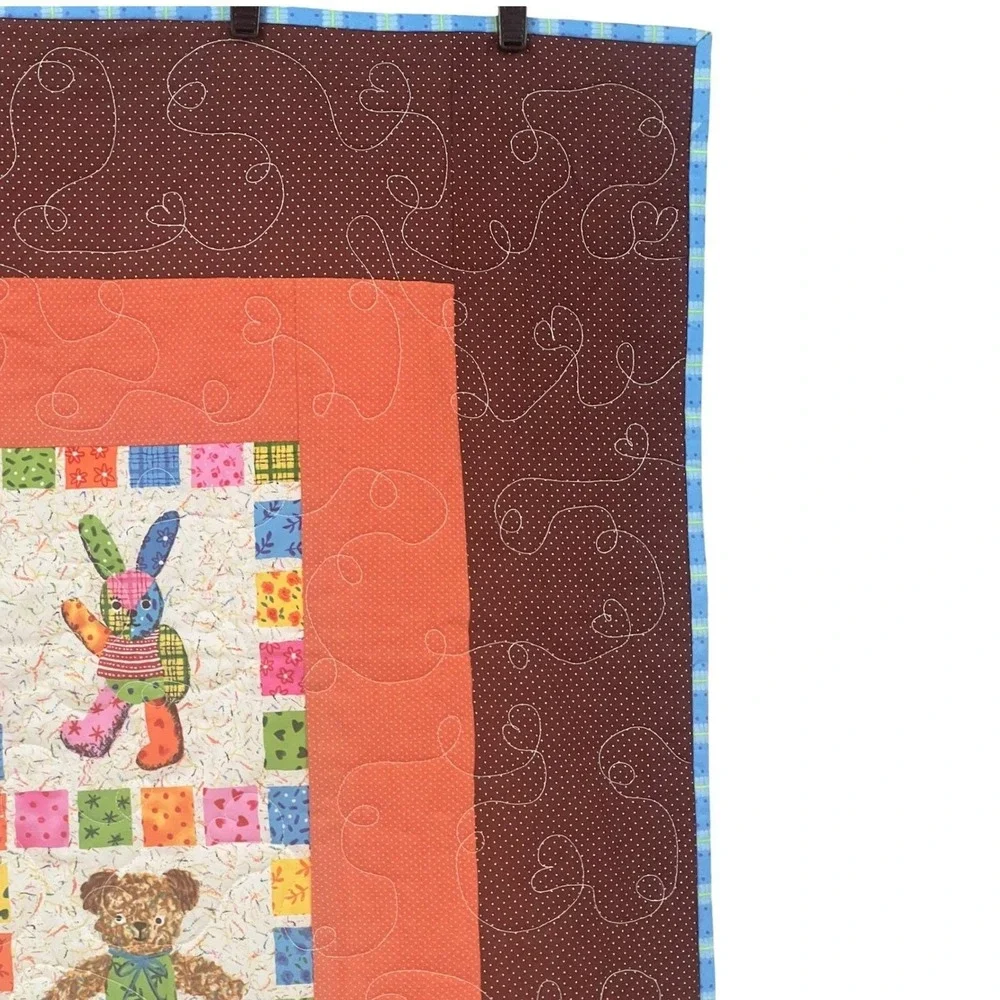 Handmade Teddy Bear Bunny Quilt Throw Blanket Twin Topper 42x60‎